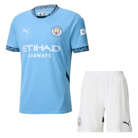 Camisolas Manchester City Criança 1º Equipamento Principal 2024-25 Manga Curta